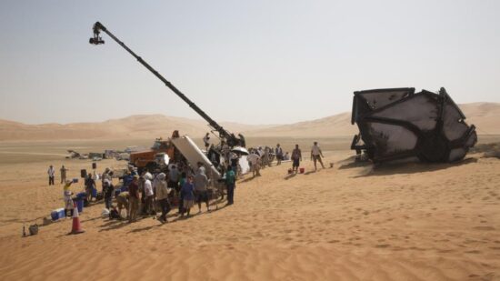 People filming Star Wars in the dessert of Tunisia.