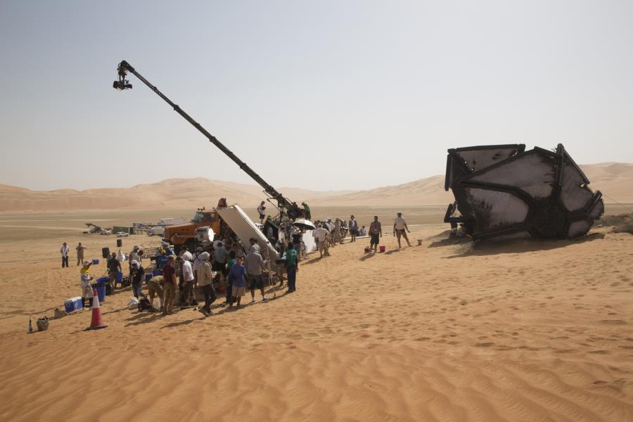 People filming Star Wars in the dessert of Tunisia.