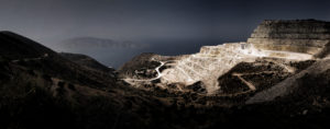 A mining quarry on the coast of Northern Crete that is extracting minerals.