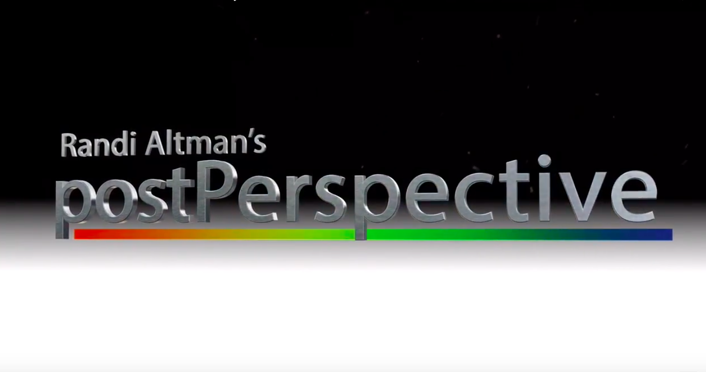 The worlds Randi Altman's postPerspective in grey text with a rainbow line under the postperspective.