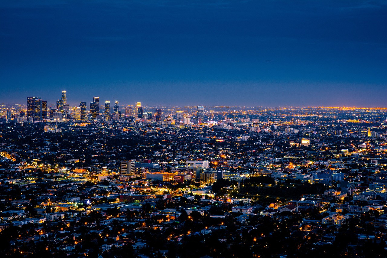 A large city at night.