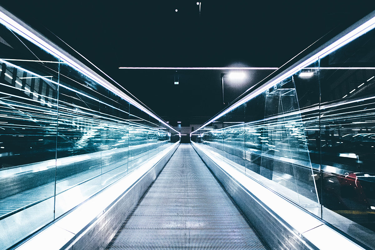 An empty escalator.