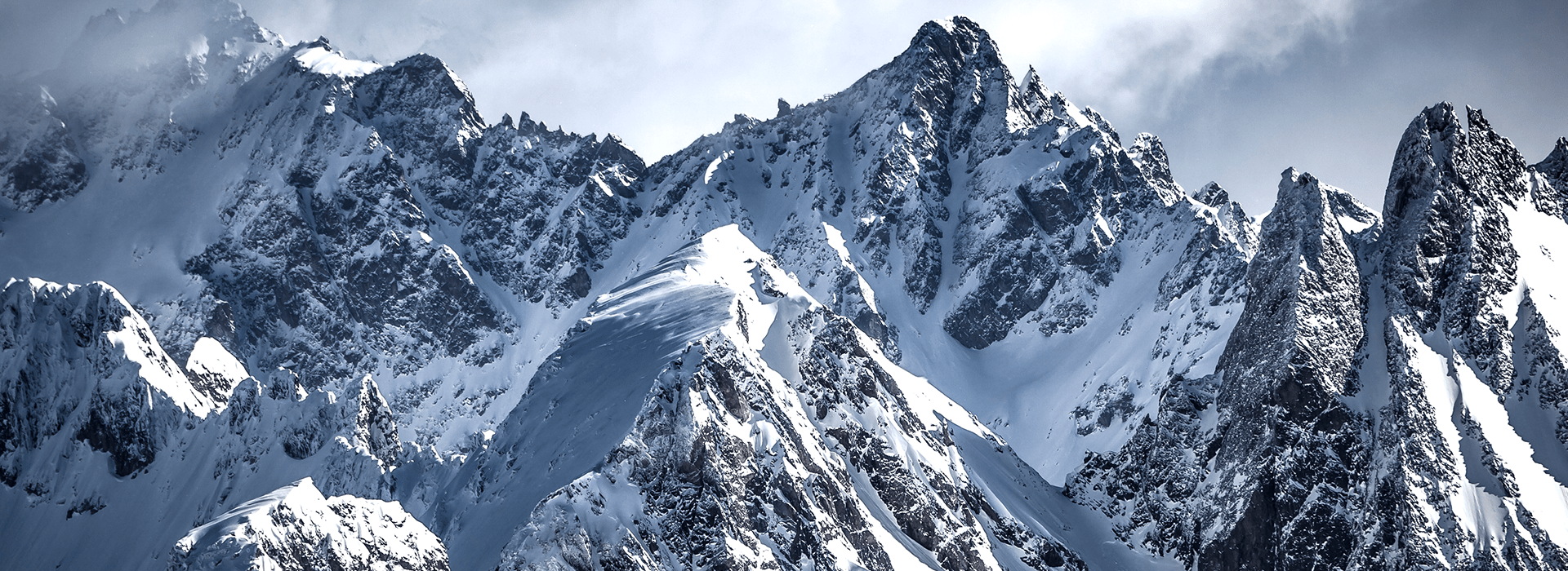 Snowy mountain peaks.