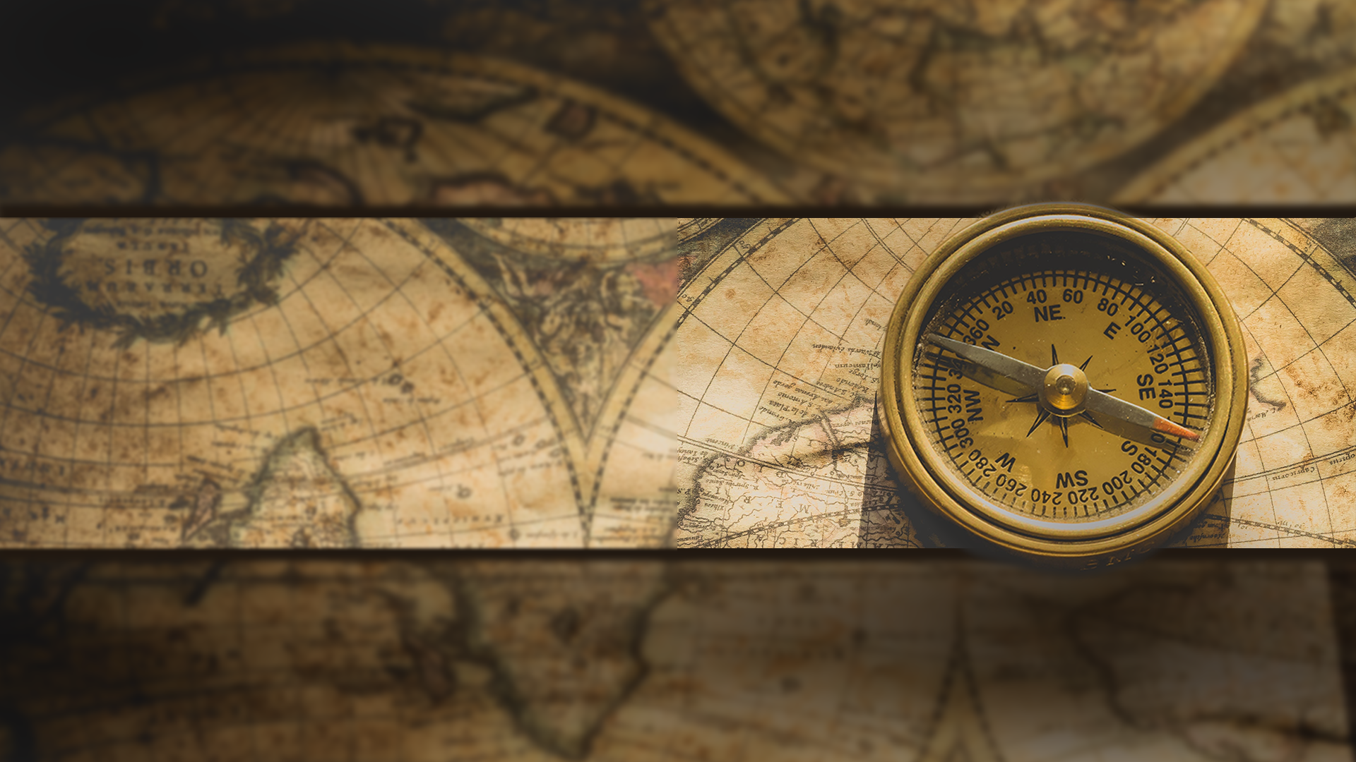 An old timey map with an old compass on it.