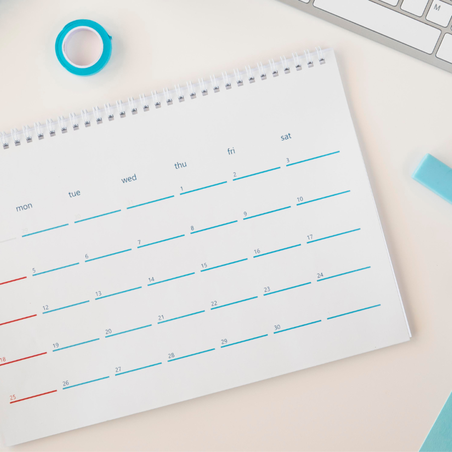 White calendar on a desk