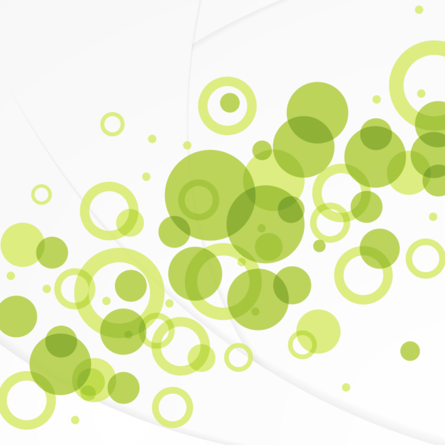 Green bubbles in a line with white background