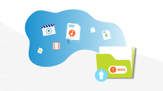 Depicts file size limits and overflowing large file types within a folder