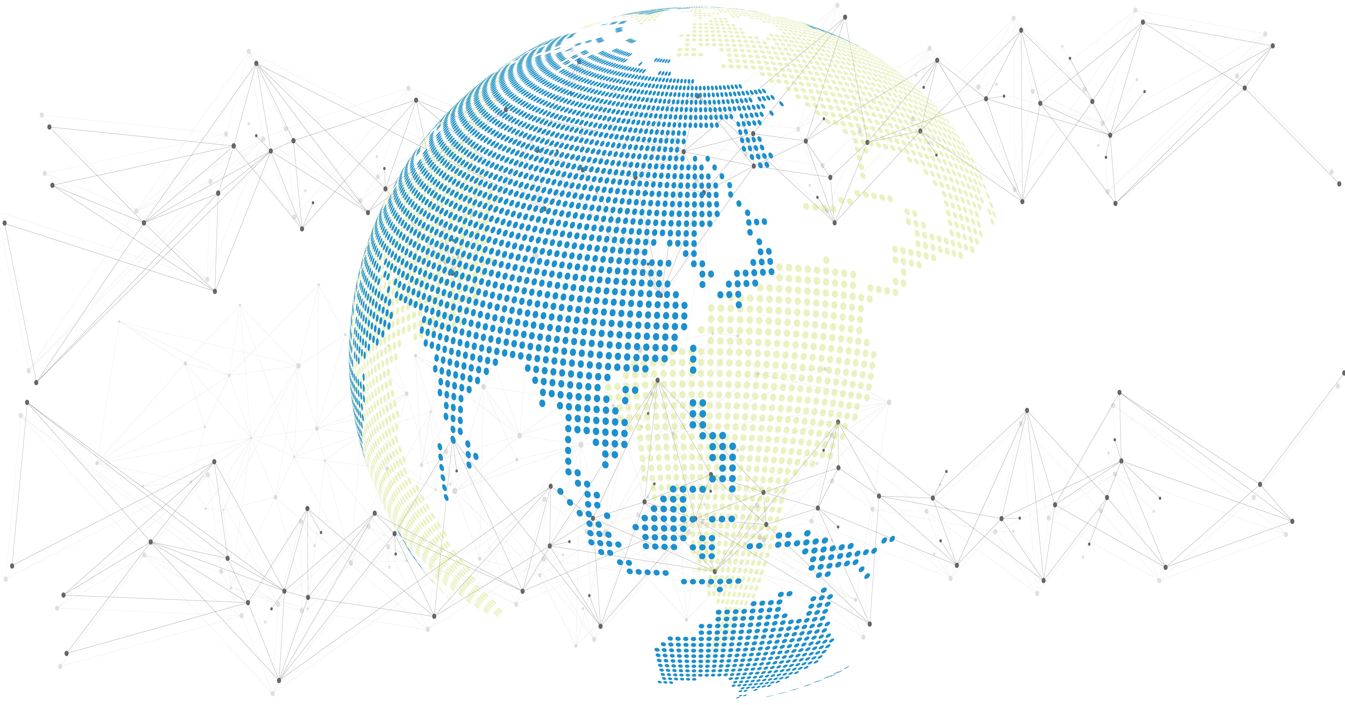 Dot illustration of Earth encircled with interconnected vector lines